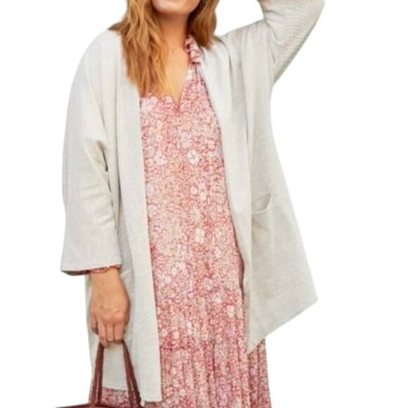 DONNI Anthropologie Open Front Ribbed Cardigan Sweater Coat Lagenlook Sandwash - Picture 6 of 6